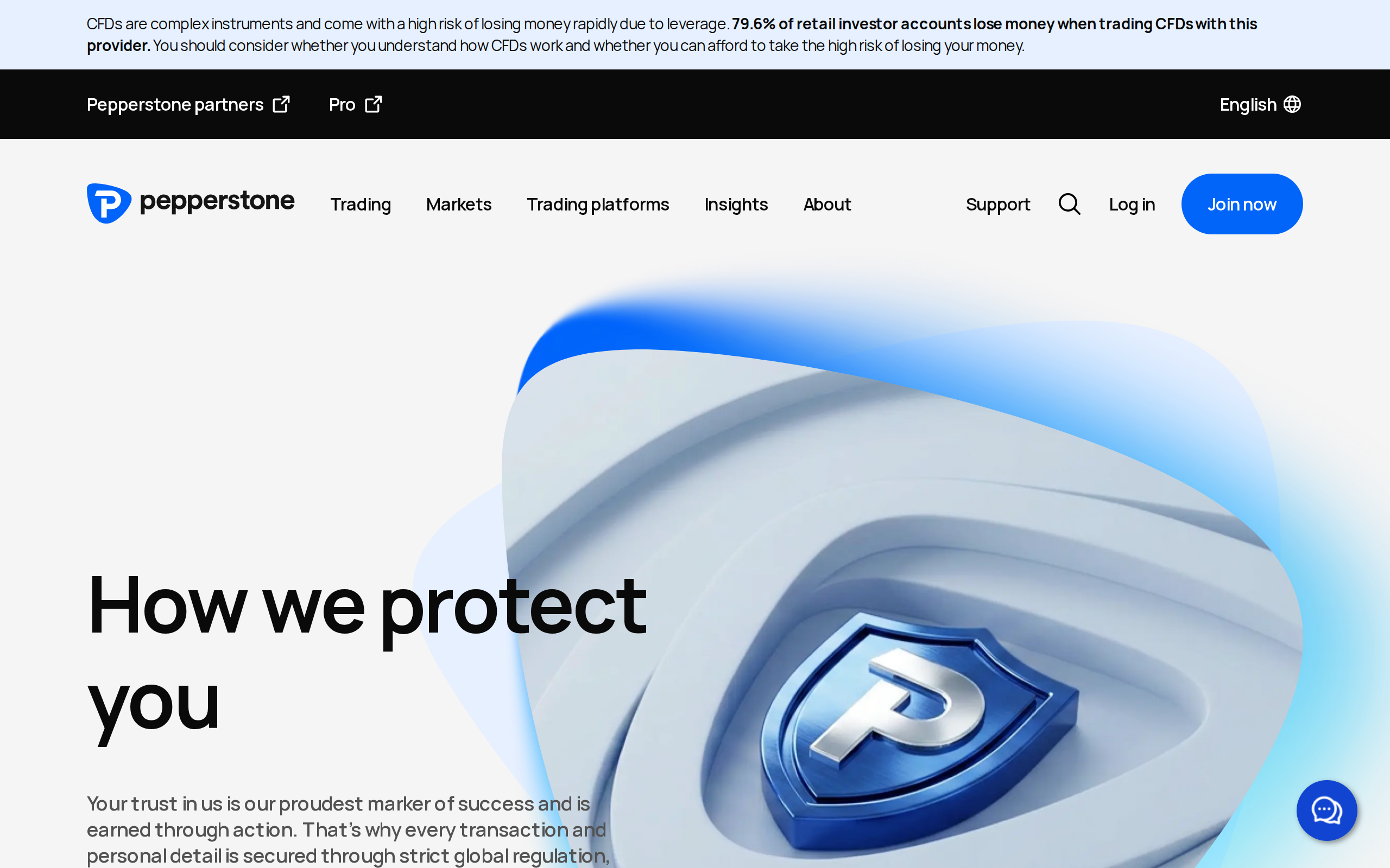 Pepperstone How we protect you page with the heading and text about segregated funds
